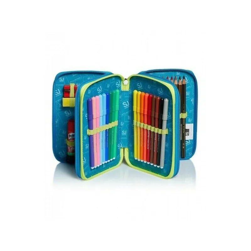 SEVEN SCHOOL PACKSJ GANG LEDTECH BOY BLUE DEEP ZAINO SCUOLA SDOPPI.+ ASTUCCIO 3 ZIP INT.45 PEZZI GIOTTO/FRIXION +OMAGGIO