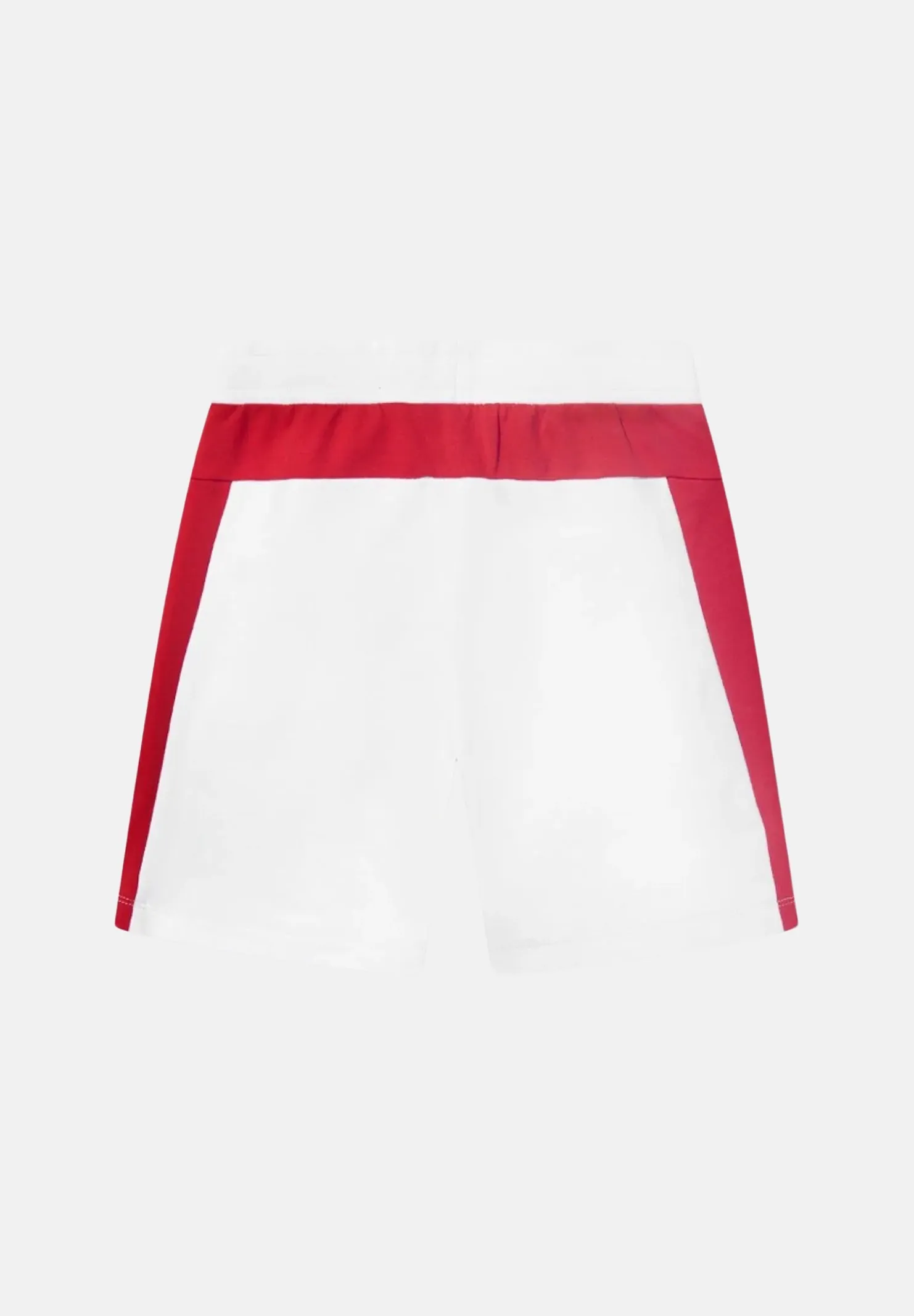 Shorts bambino bianchi e rossi con nastro logato