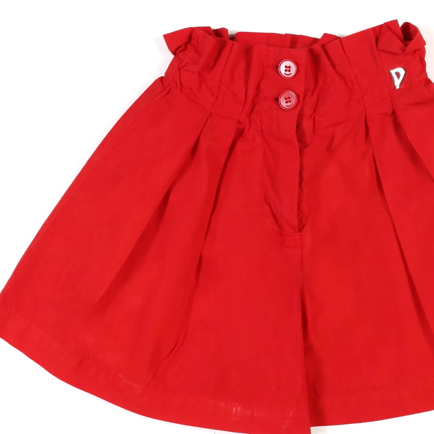 Shorts Rossi A Pieghe Bambina E Ragazza