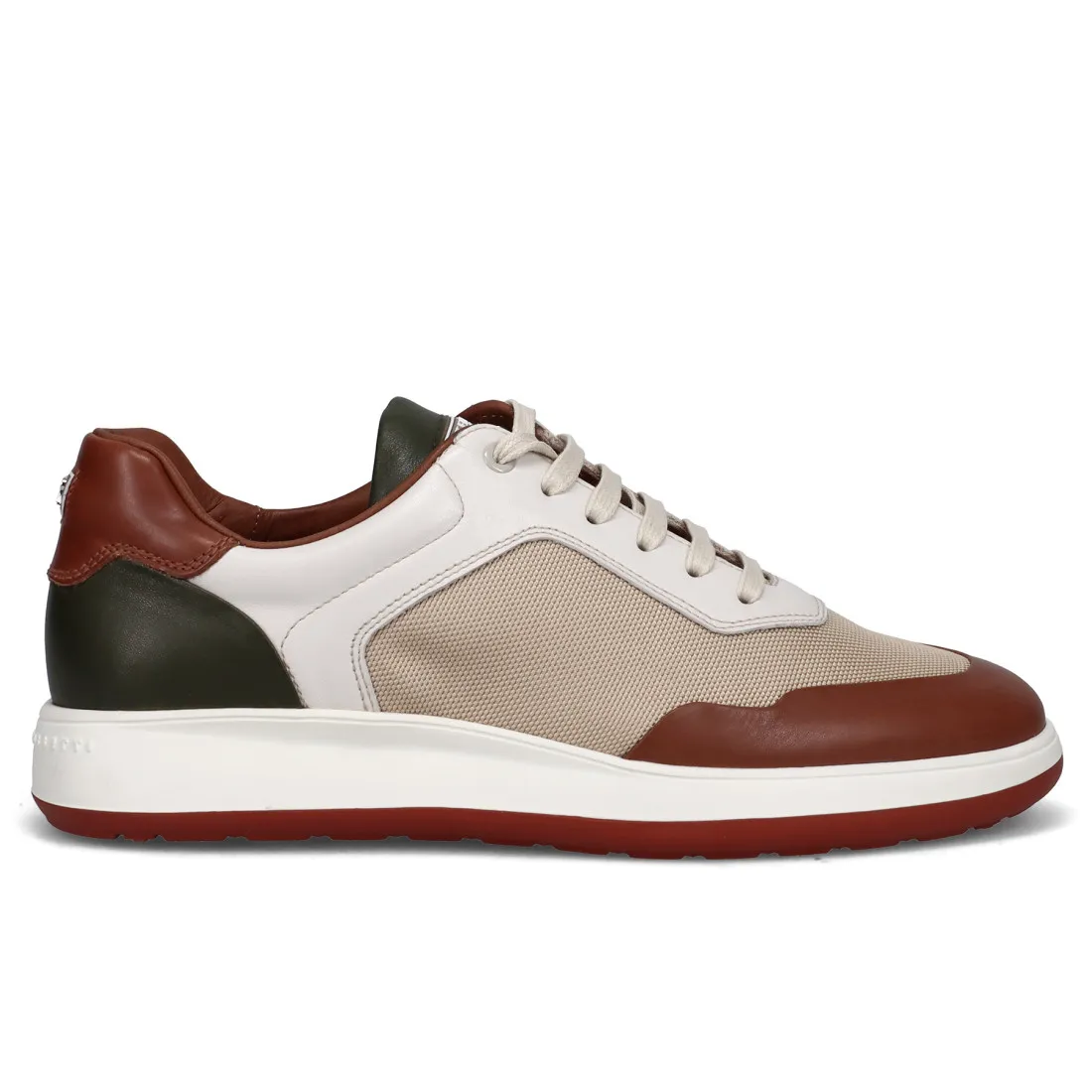 Sneaker Fratelli Rossetti marrone, verde e beige in pelle e tessuto
