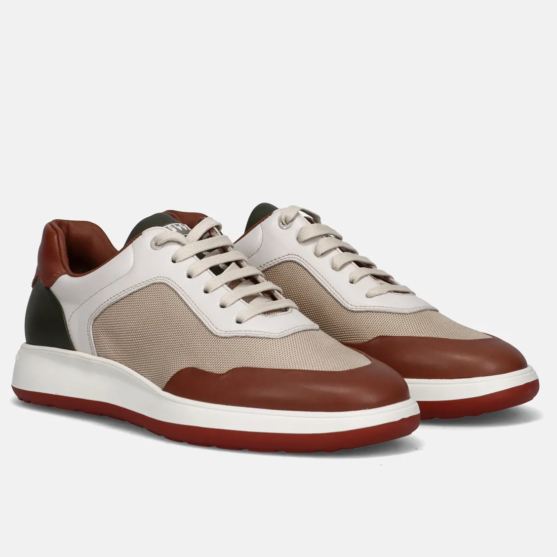 Sneaker Fratelli Rossetti marrone, verde e beige in pelle e tessuto