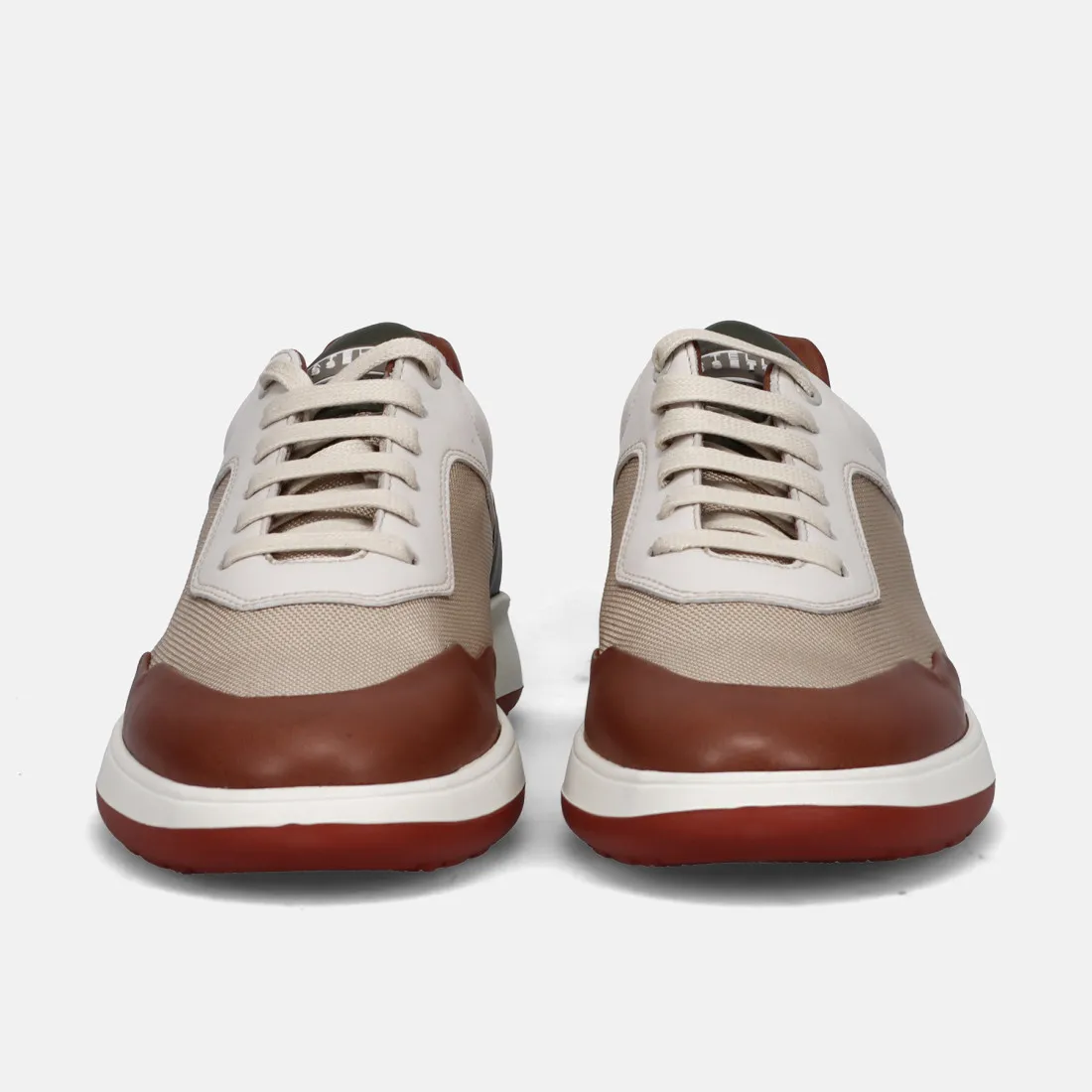 Sneaker Fratelli Rossetti marrone, verde e beige in pelle e tessuto