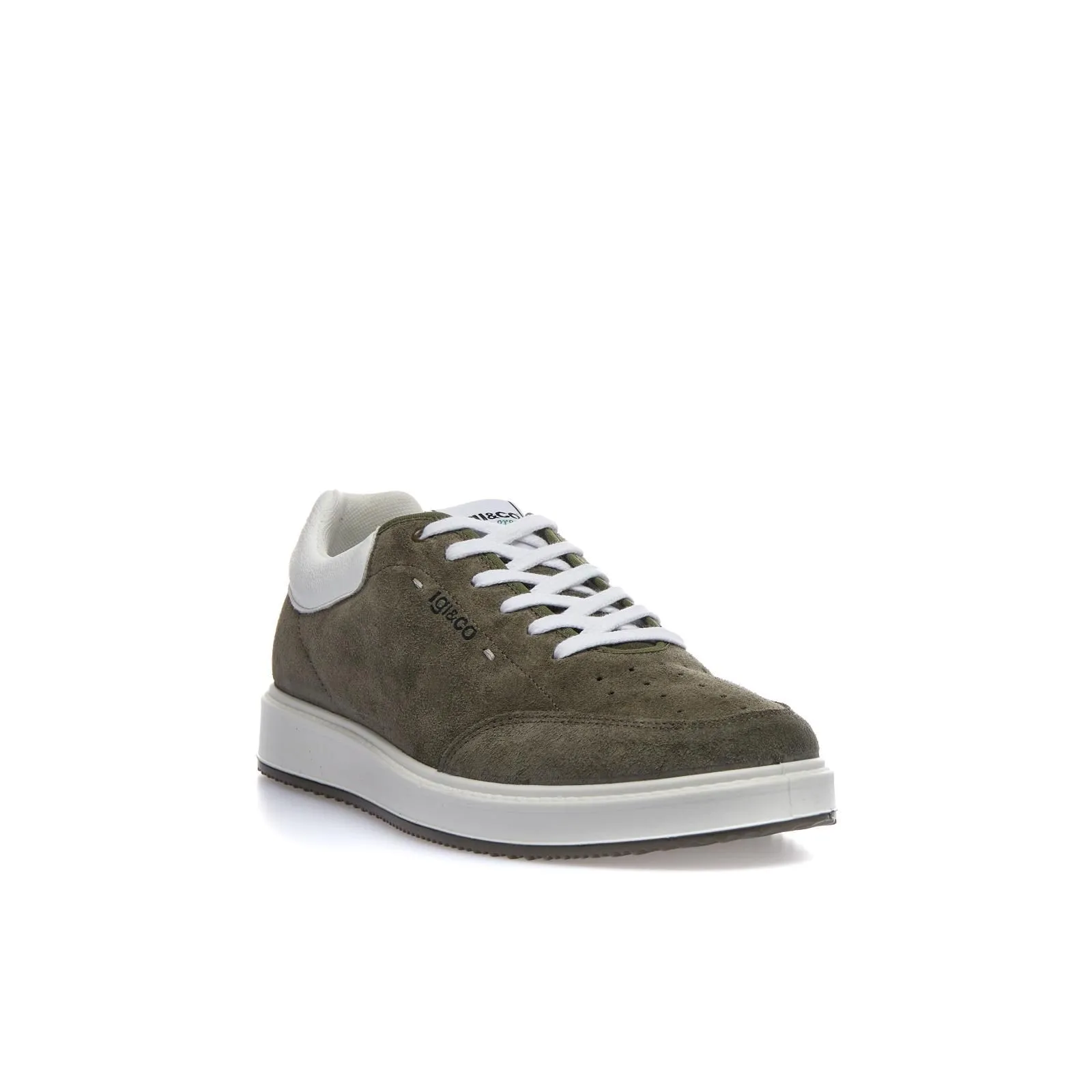 Sneakers verdi da uomo in pelle con logo