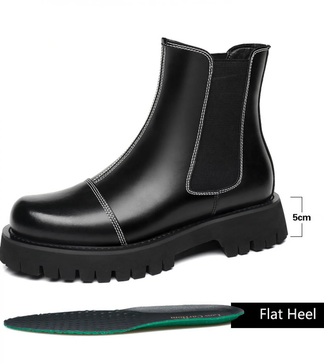 Stivaletti Chelsea da uomo in pelle da 8 cm Scarpa rialzata da uomo più alta Suola spessa Autunno Inverno Stivaletti moda maschi