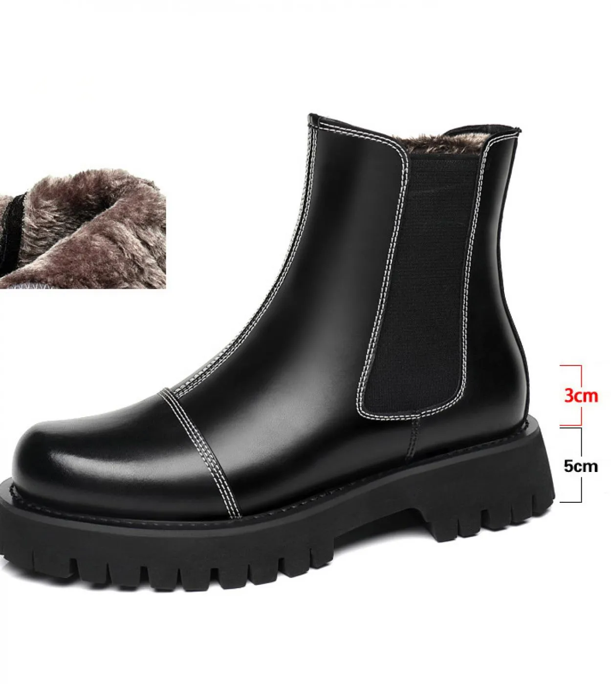 Stivaletti Chelsea da uomo in pelle da 8 cm Scarpa rialzata da uomo più alta Suola spessa Autunno Inverno Stivaletti moda maschi