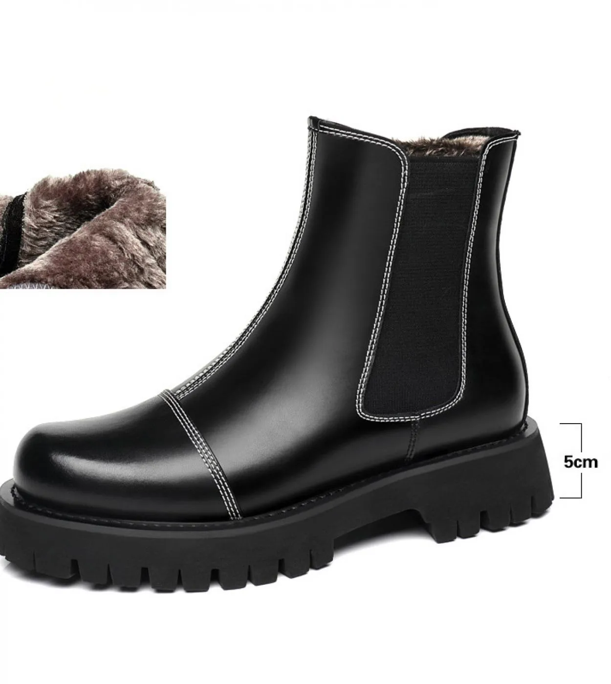 Stivaletti Chelsea da uomo in pelle da 8 cm Scarpa rialzata da uomo più alta Suola spessa Autunno Inverno Stivaletti moda maschi