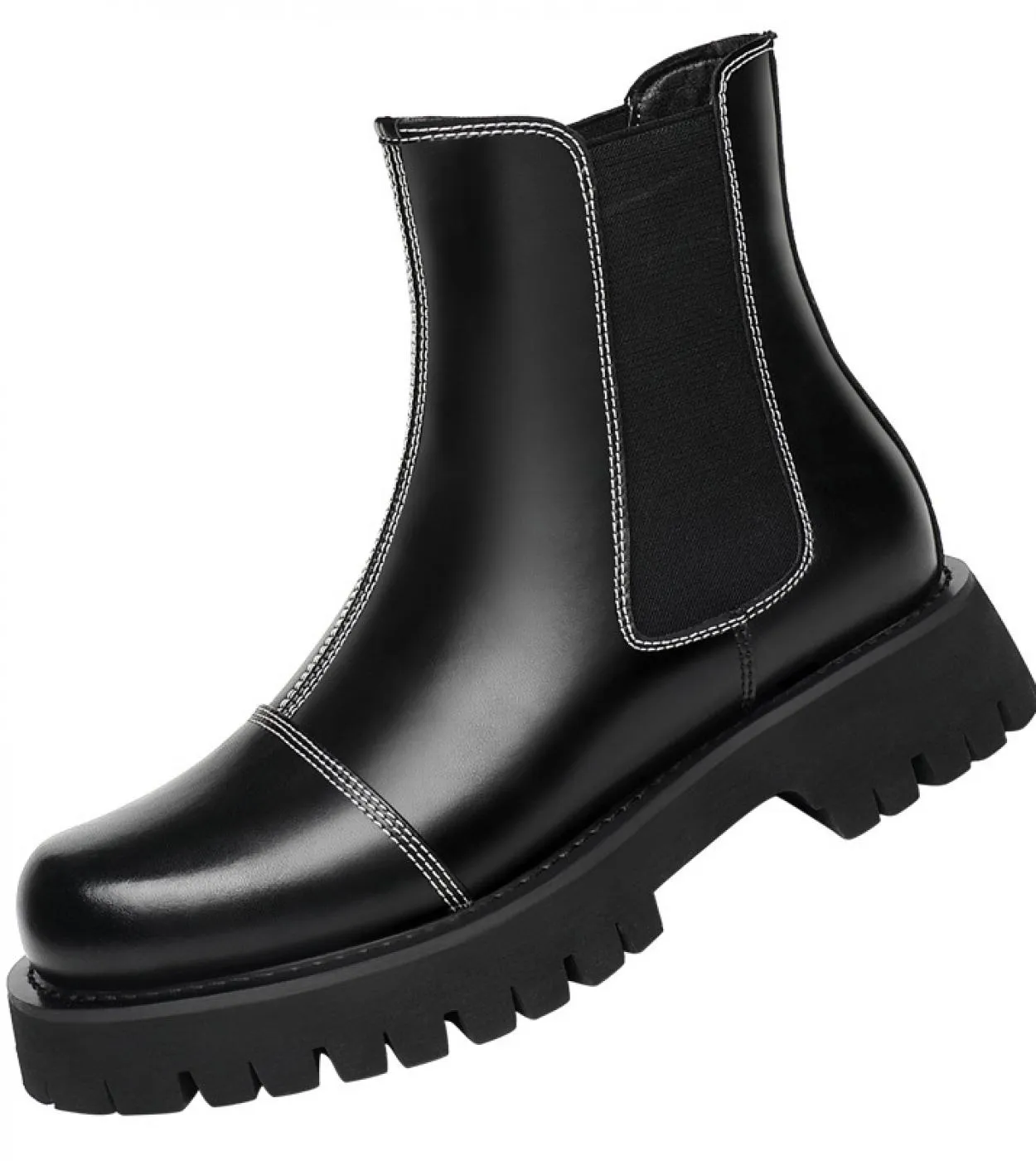 Stivaletti Chelsea da uomo in pelle da 8 cm Scarpa rialzata da uomo più alta Suola spessa Autunno Inverno Stivaletti moda maschi
