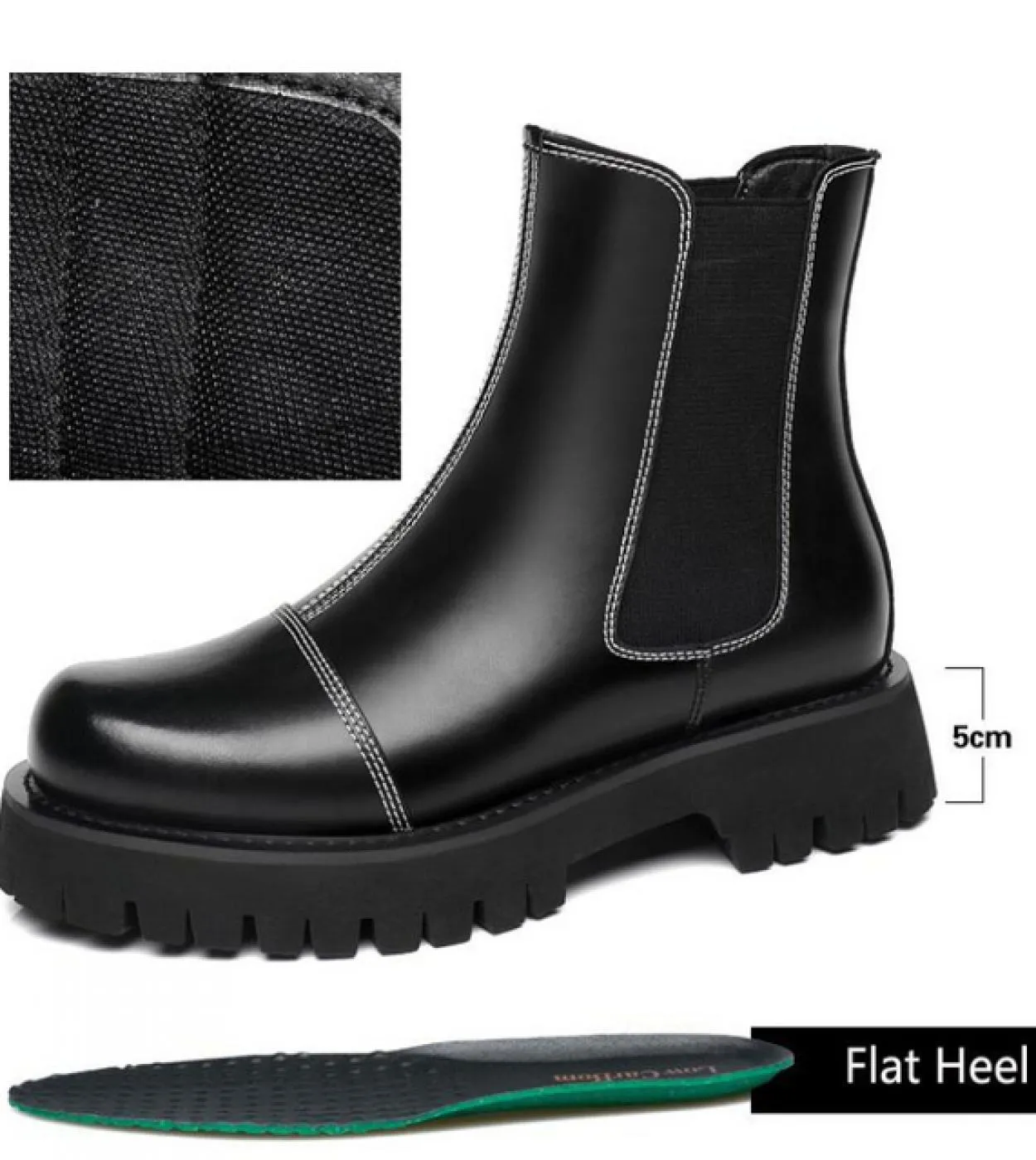 Stivaletti Chelsea da uomo in pelle da 8 cm Scarpa rialzata da uomo più alta Suola spessa Autunno Inverno Stivaletti moda maschi