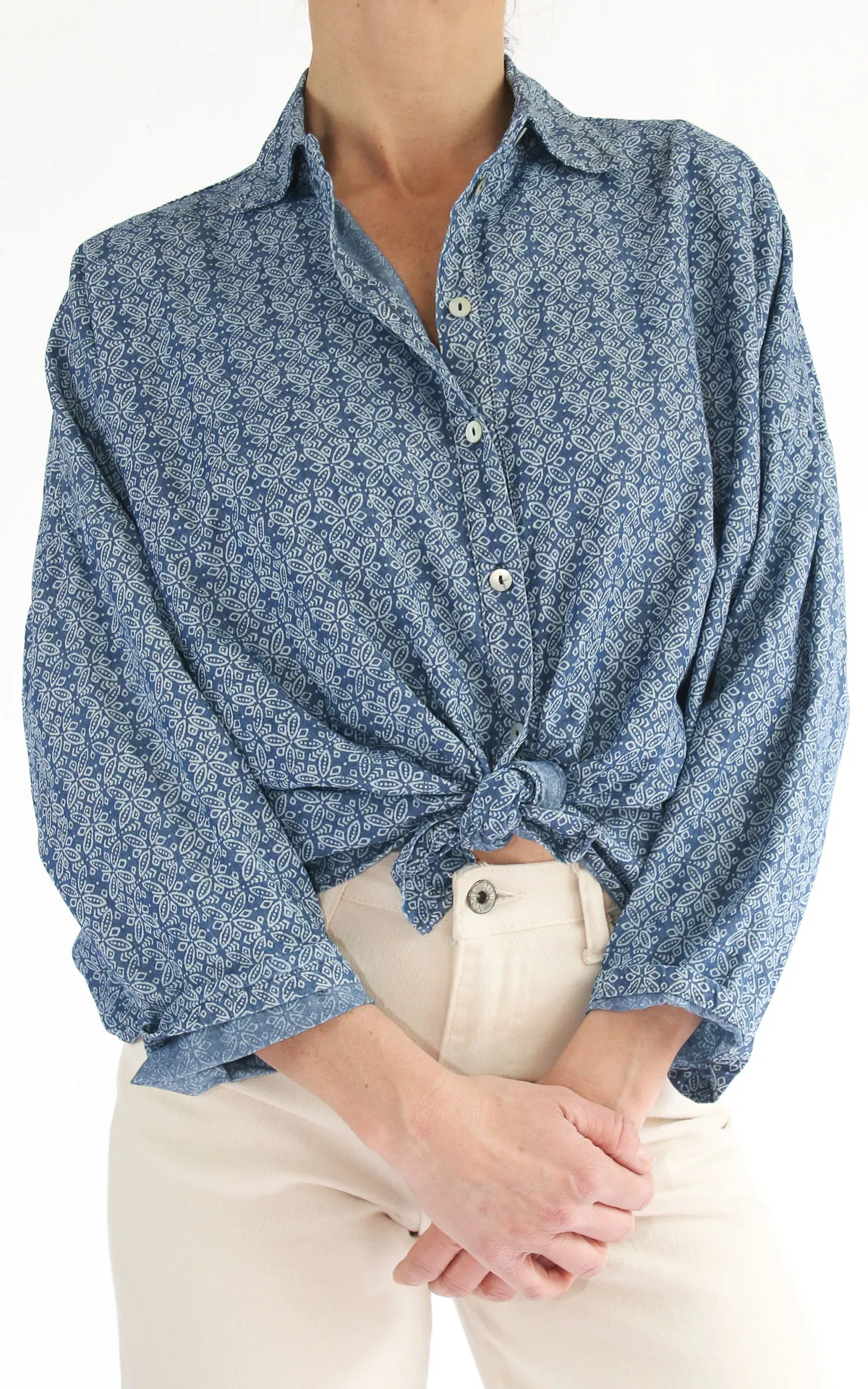 Susymix- Camicia nodo stampa – Blu