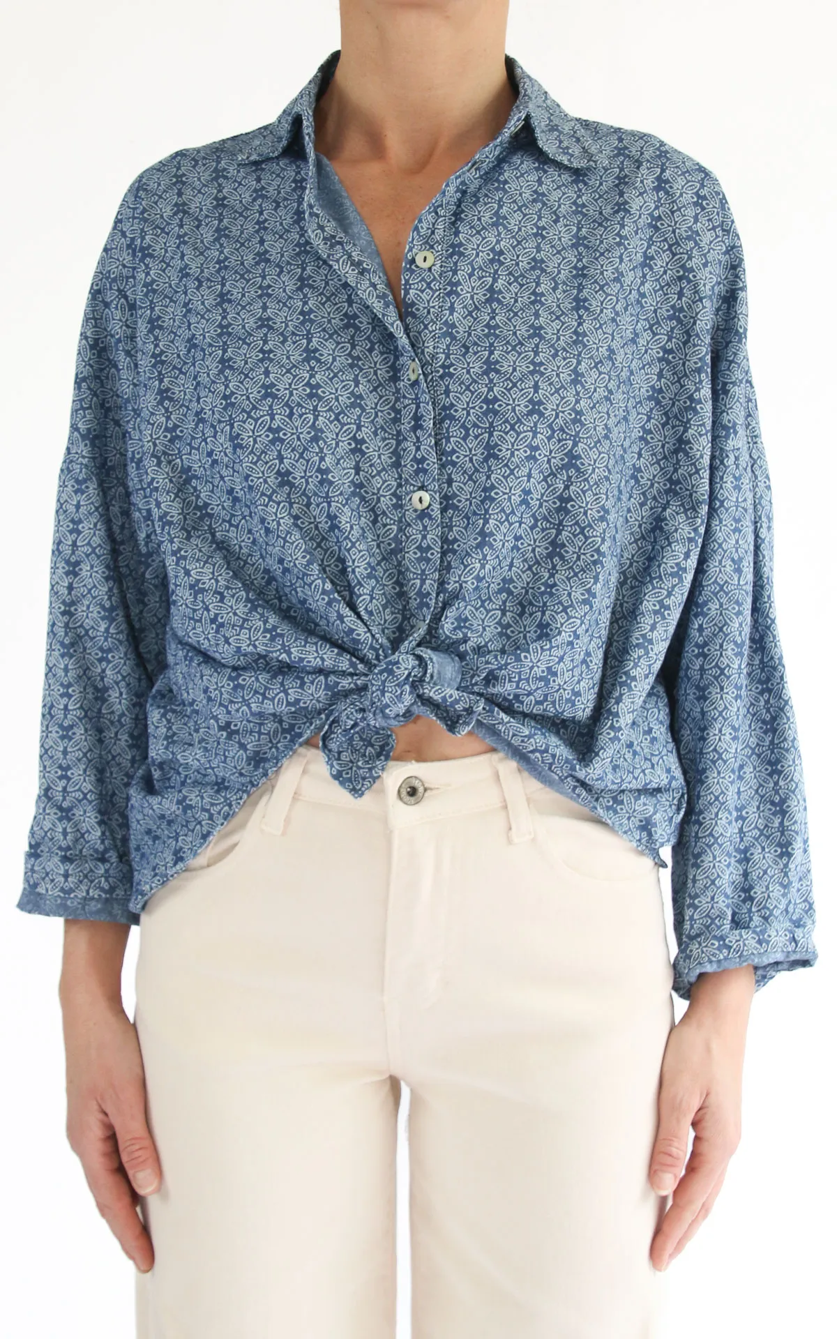Susymix- Camicia nodo stampa – Blu