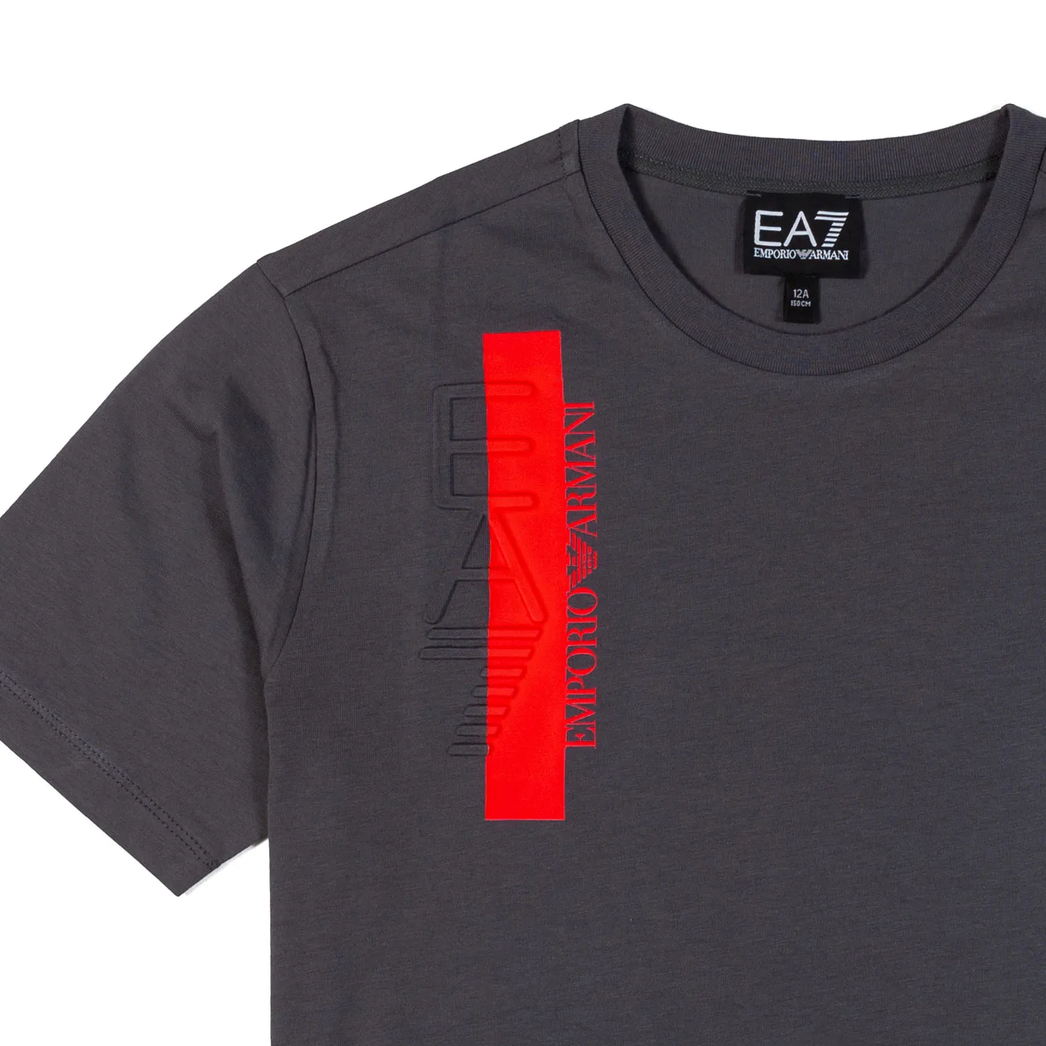 T-Shirt Grigio Scuro Con Loghi Ea7 Rossi