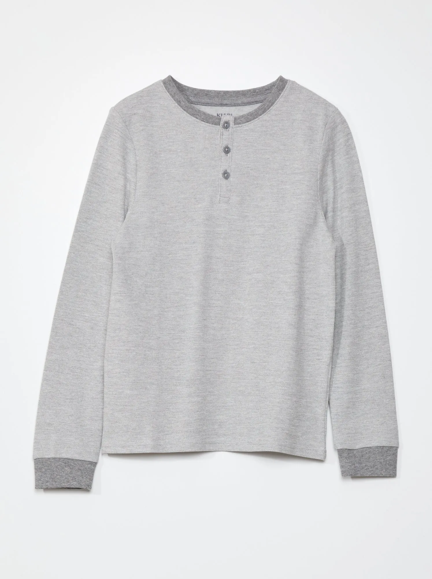 T-shirt in piqué di cotone - GRIGIO