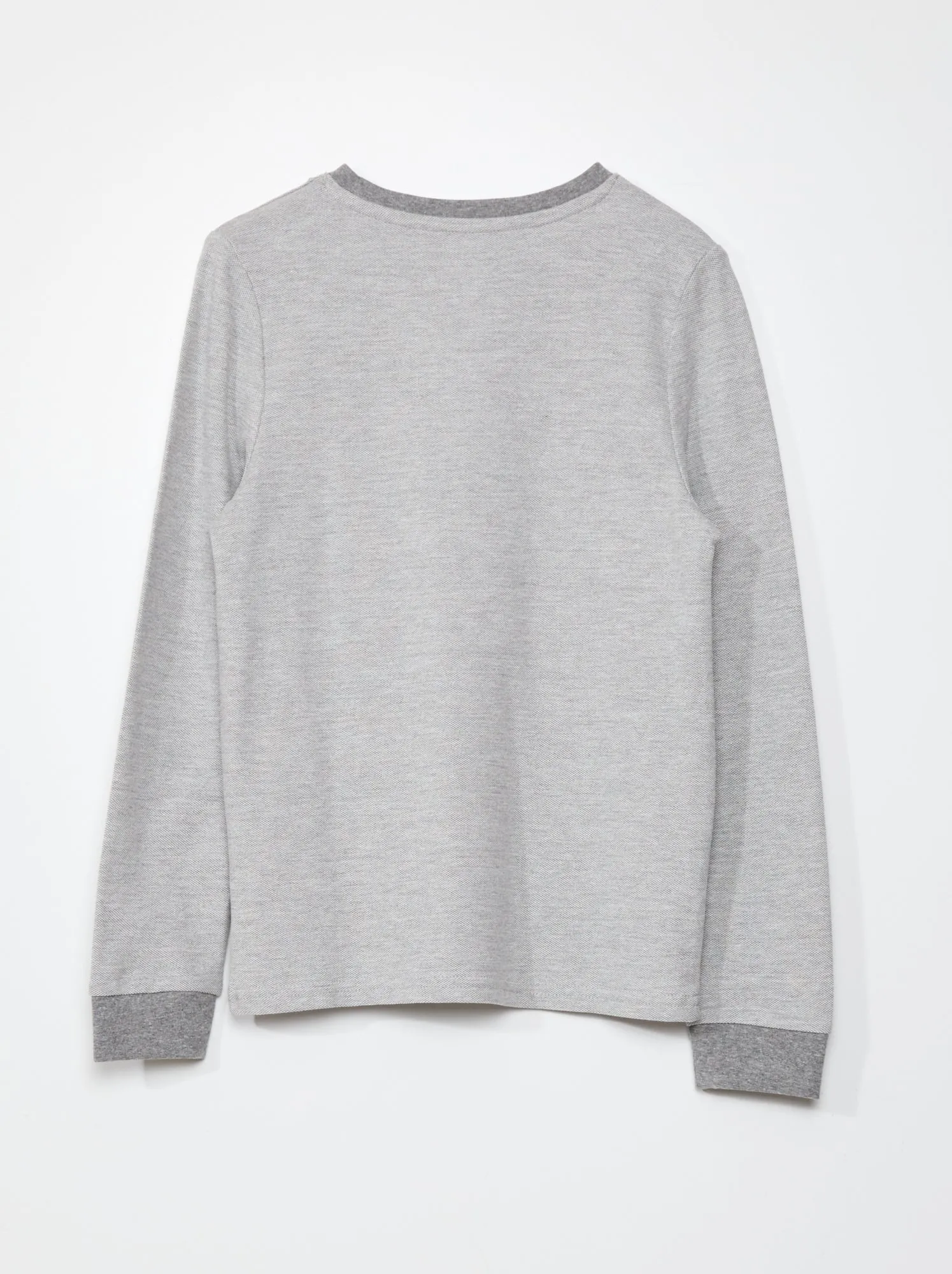 T-shirt in piqué di cotone - GRIGIO