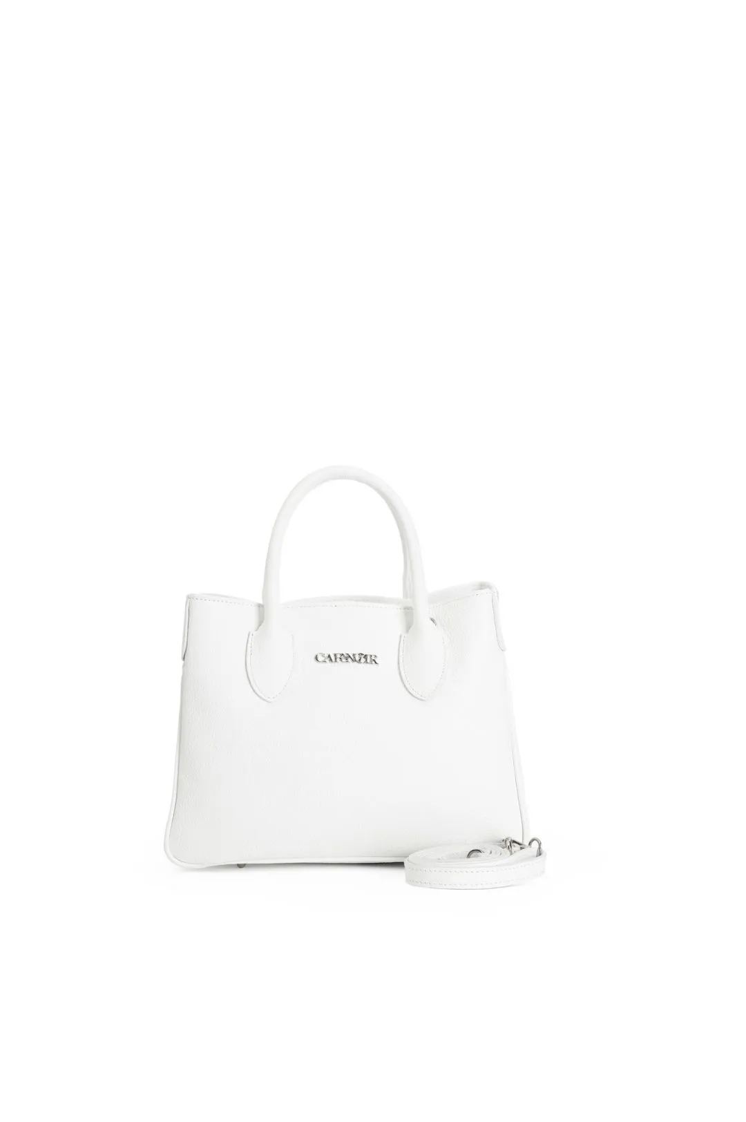 tote in pelle martellata bianco