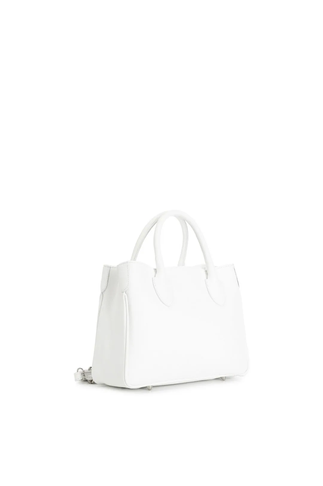 tote in pelle martellata bianco