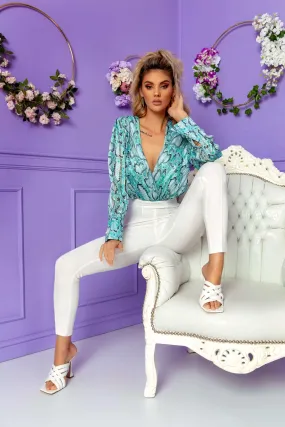 Tuta elegante bicolore con corpino maculato
