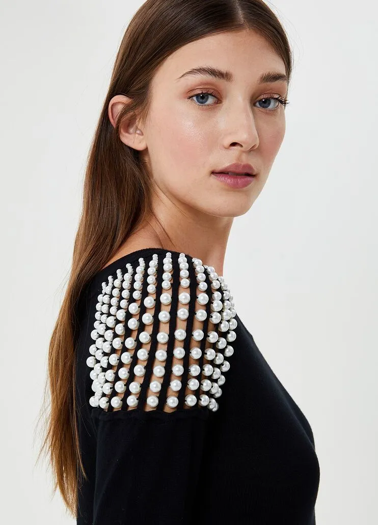 Vestito corto con perle