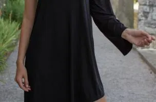 VESTITO ELEGANTE ASIMMETRICO PAULINNA, NERO