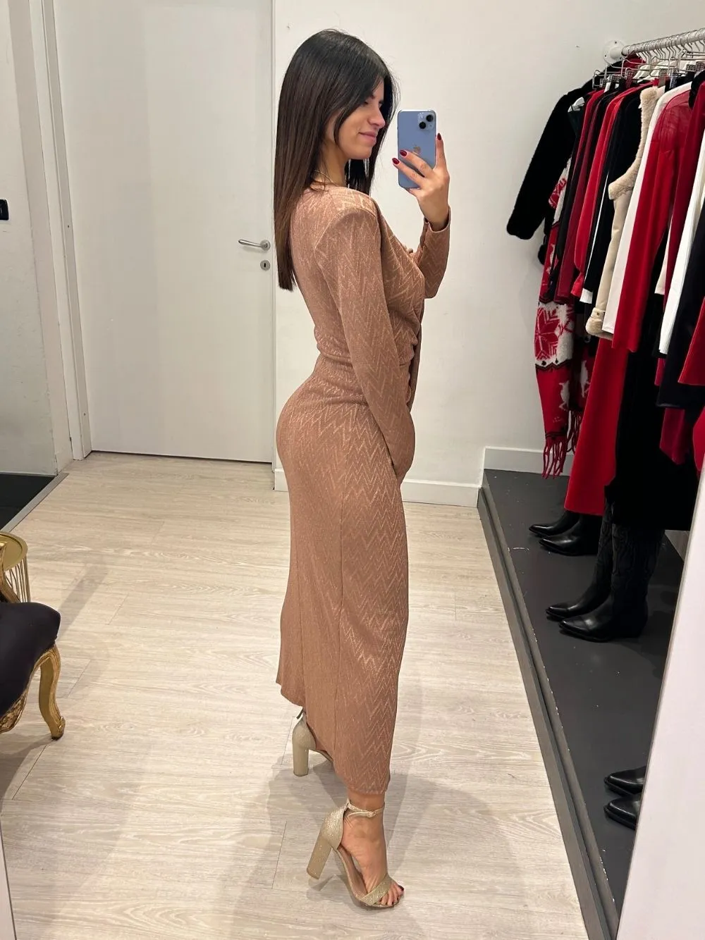 Vestito lungo zigzag lurex