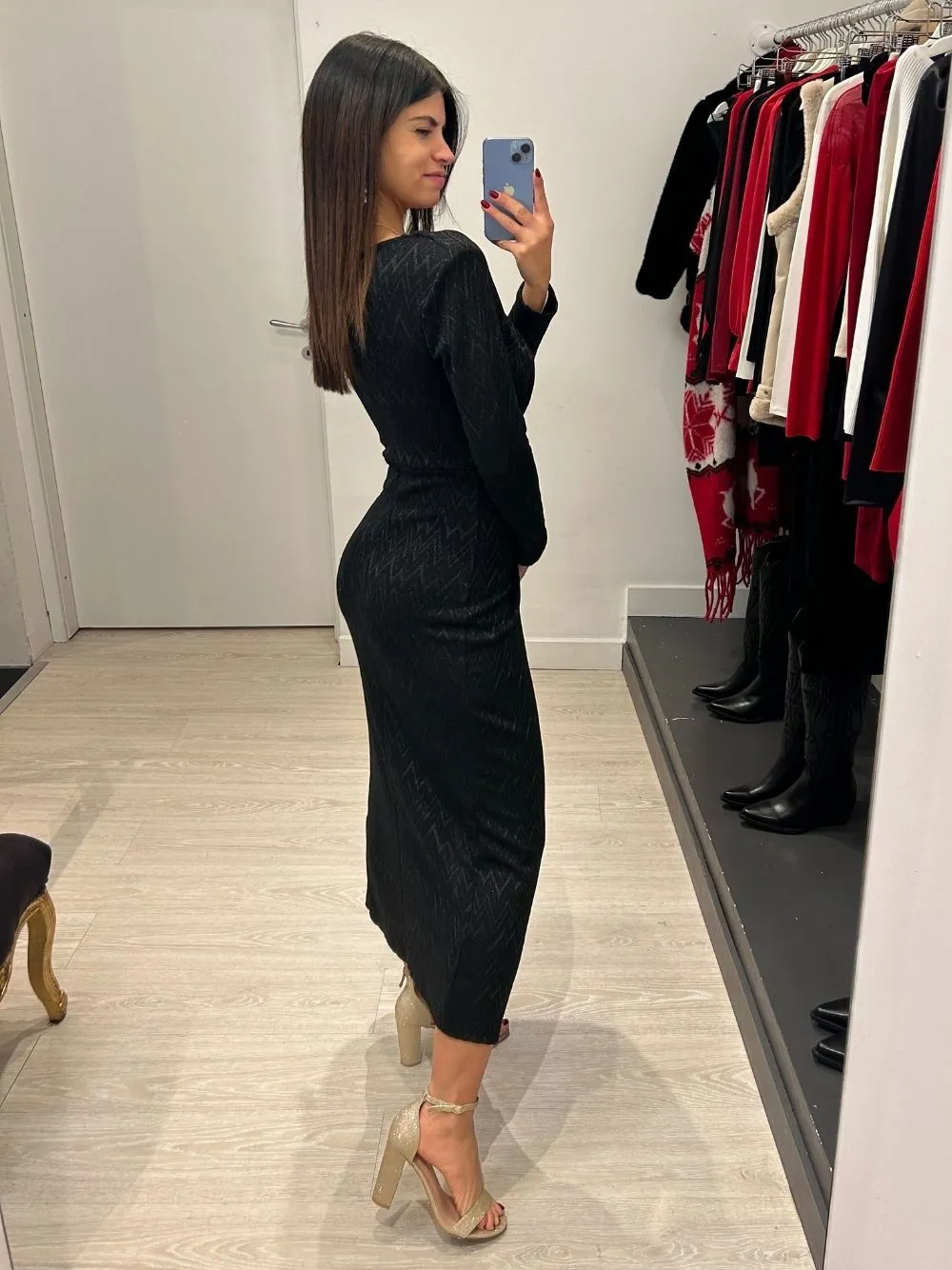 Vestito lungo zigzag lurex