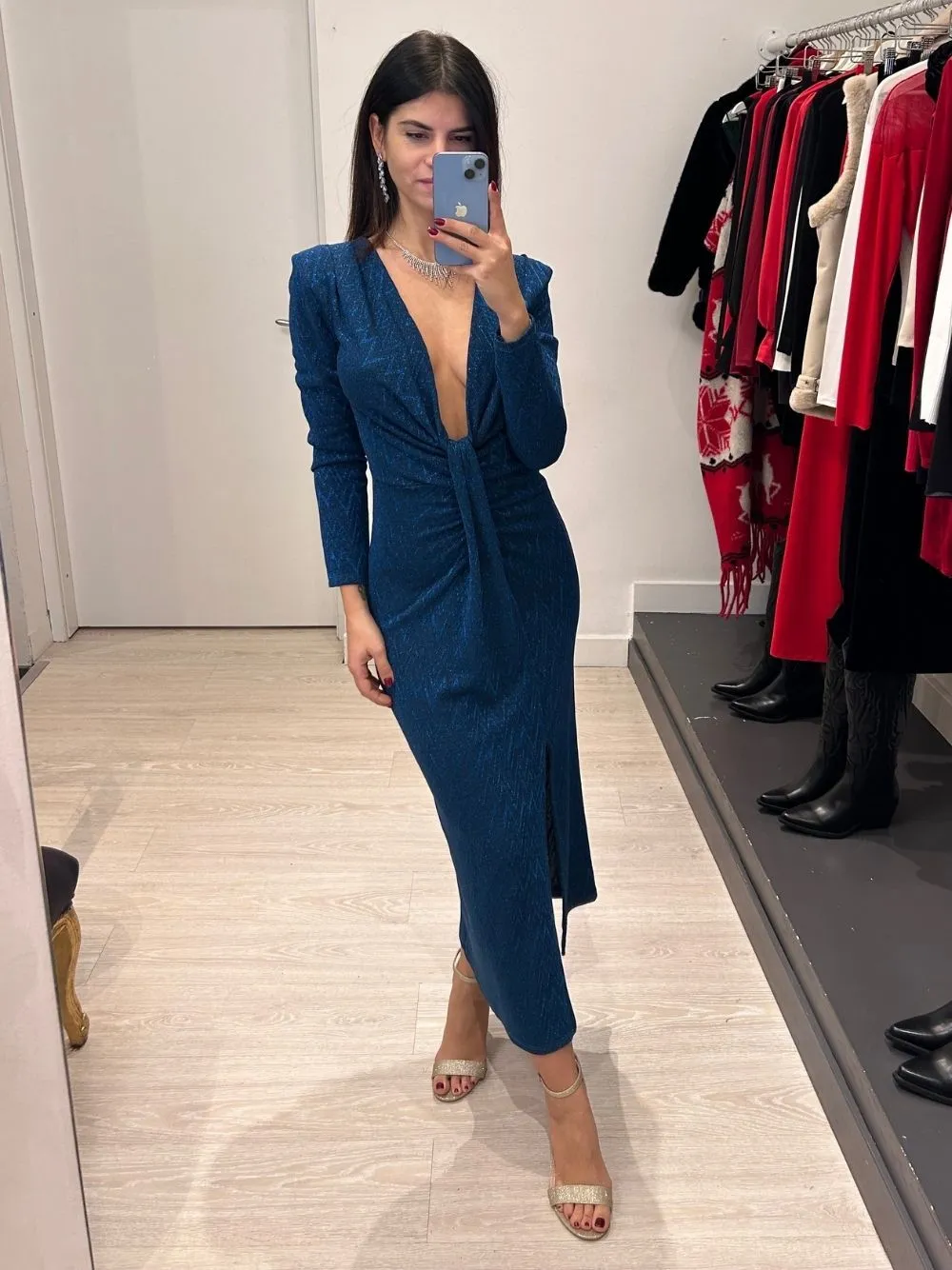 Vestito lungo zigzag lurex