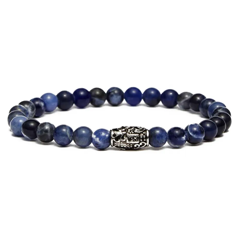 Viola Milano - Bracciale con Pietre Preziose Naturali da 6 mm - Cielo Blu - Handmade in Italy - Luxury Exclusive Collection
