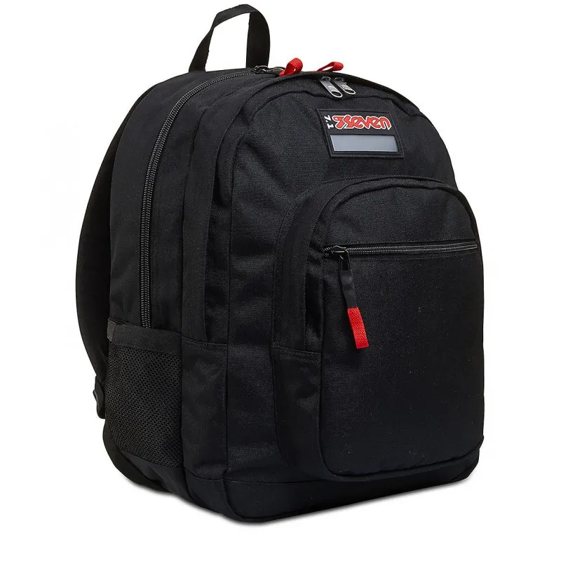 ZAINO FREETHINK SEVEN UNISEX BLACK ZAINO SCUOLA ORGANIZZATO 45X33X22CM 2 ZIP 2 TASCHE CON ZIP + USB PLUG SEVEN ITALY