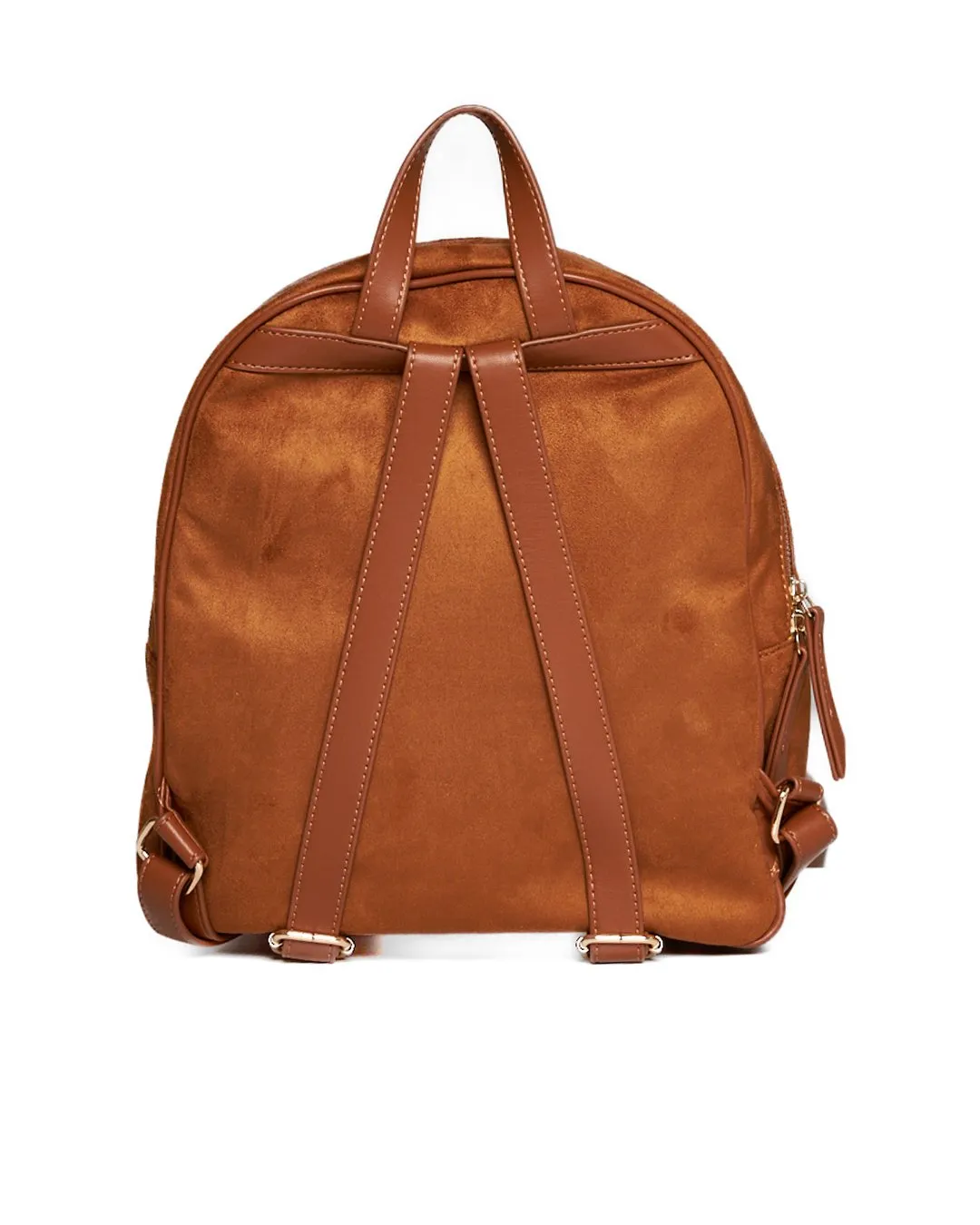 Zaino in suede con inserti e manici in ecopelle CAMMELLO