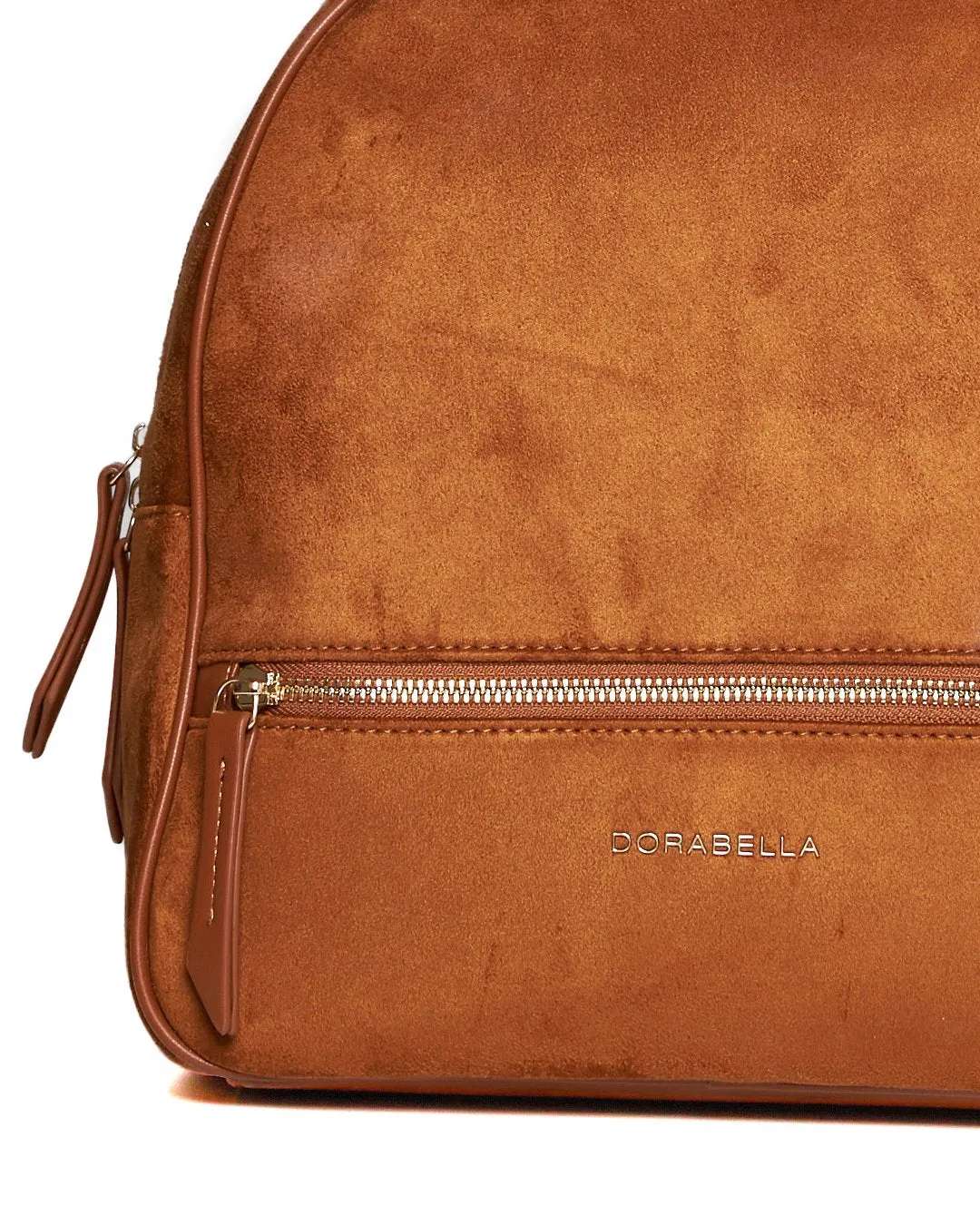 Zaino in suede con inserti e manici in ecopelle CAMMELLO